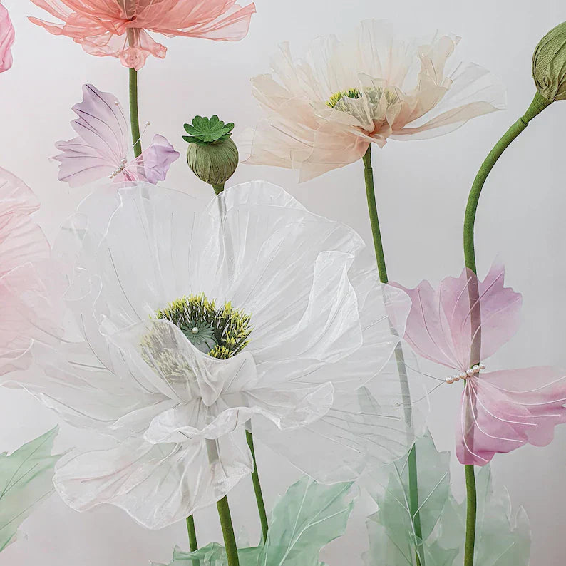 Betoverde bloemen en vlinders Set van 6 bloemen