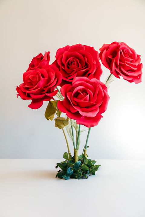 Set gigantische rode rozen