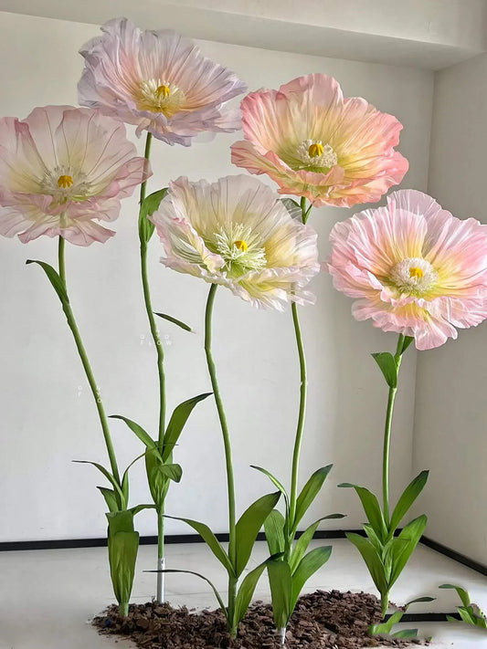 5 stuks gigantische organza bloemstukken voor een sprookjesachtig verjaardagsfeestje
