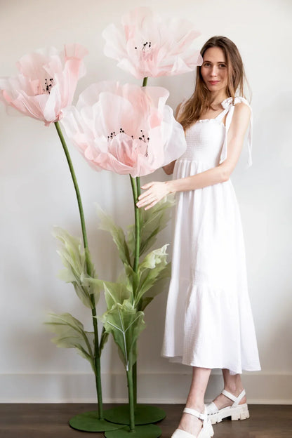 Zijden Organza Roze Reuzenbloemen