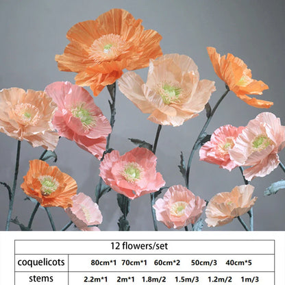 Vrijstaande gigantische coquelicots bloemenachtergrond - set van 12 stuks