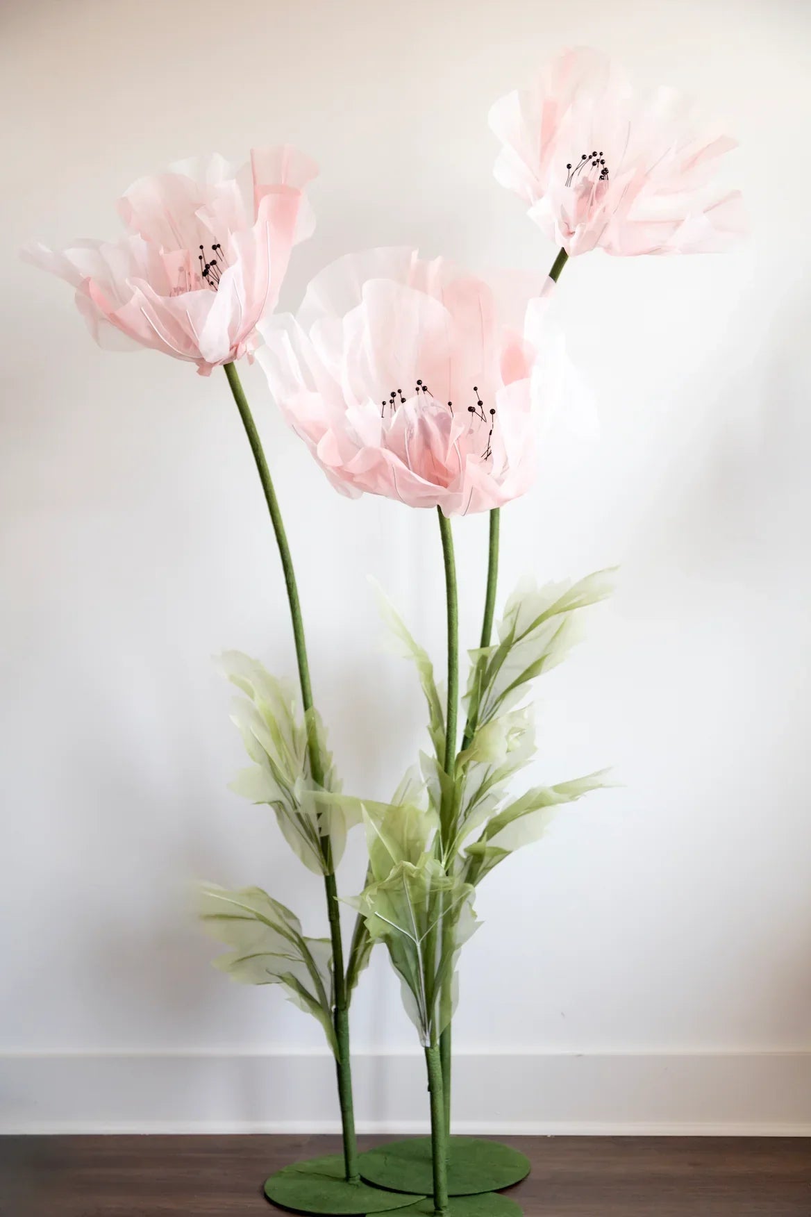 Zijden Organza Roze Reuzenbloemen