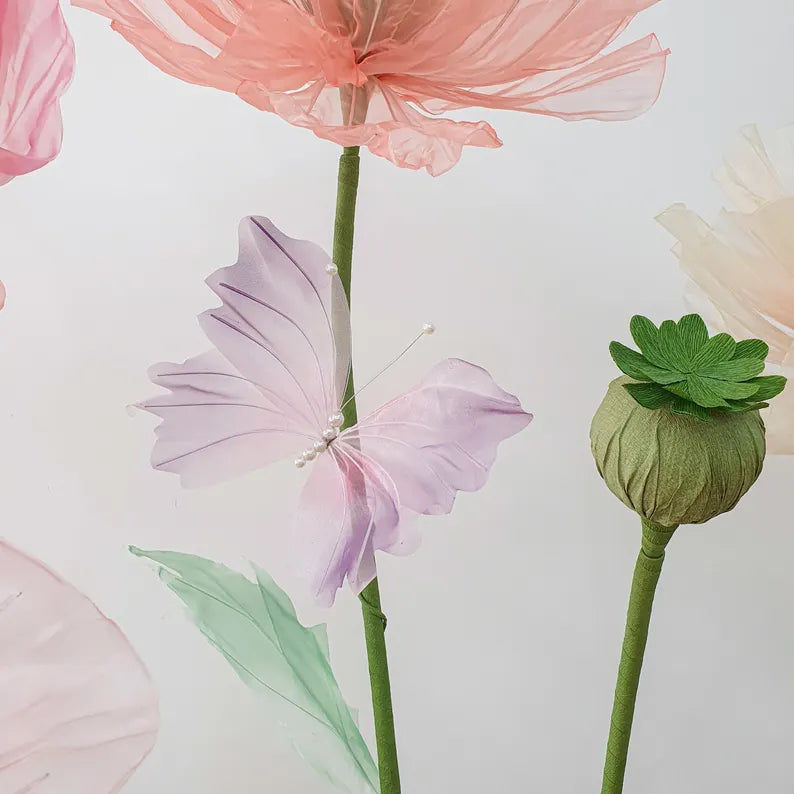 Betoverde bloemen en vlinders Set van 6 bloemen