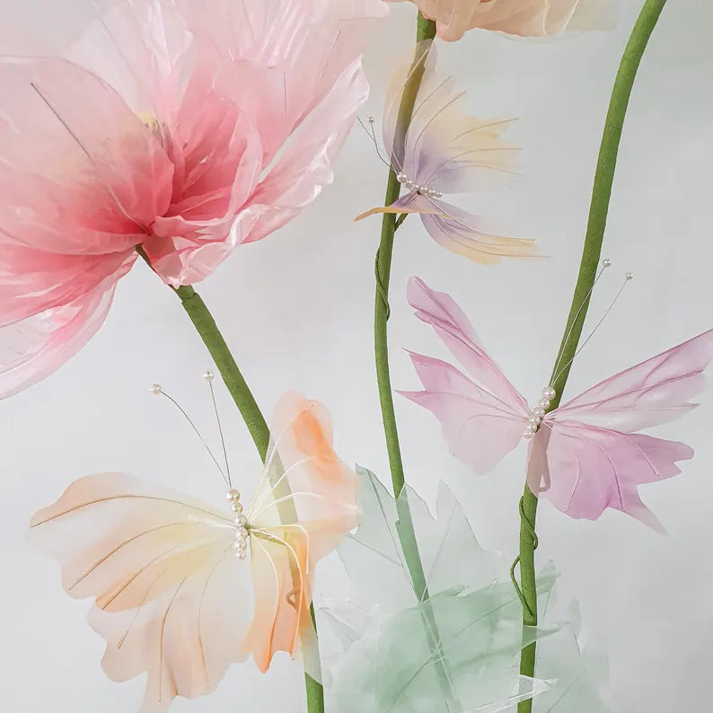 Betoverde bloemen en vlinders Set van 6 bloemen