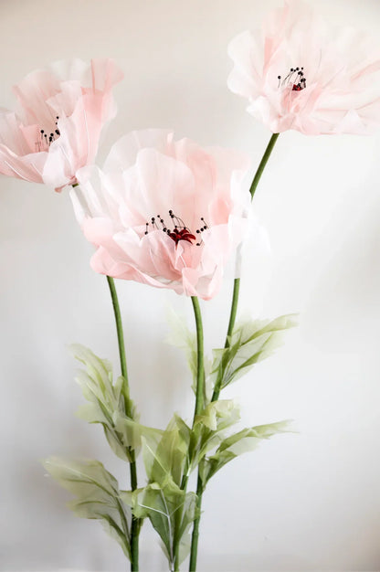 Zijden Organza Roze Reuzenbloemen