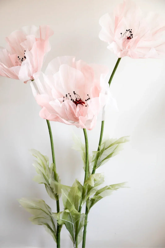 Zijden Organza Roze Reuzenbloemen